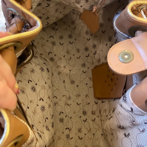 Gorgeous *BRIDGET SHUSTER* Tan Woven Rhinestone Purse Handbag Satchel - Picture 4 of 7